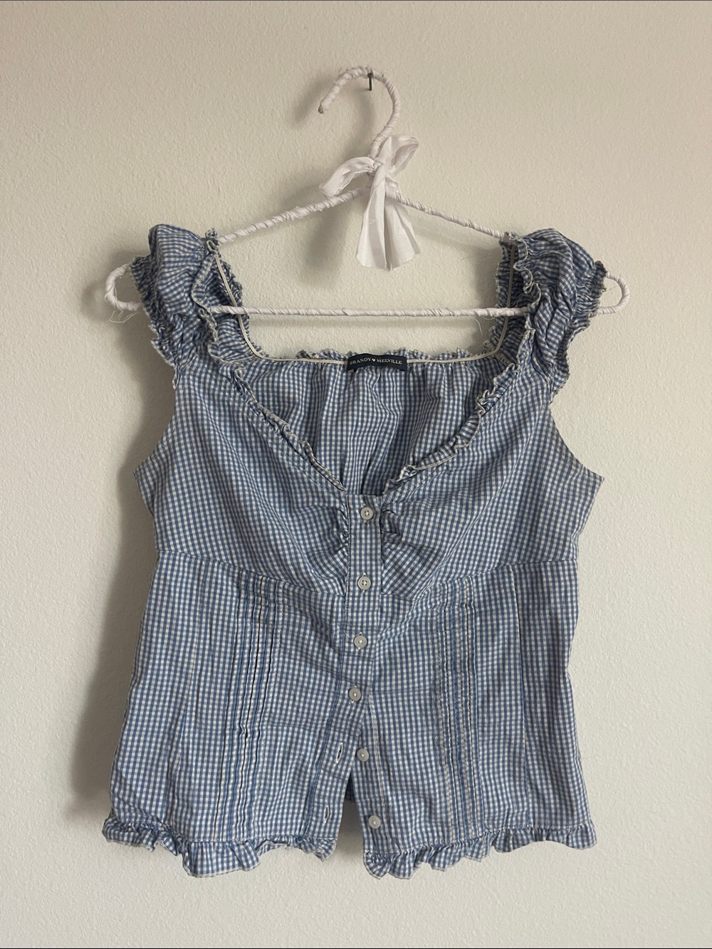 Brandy Melville elena top! Blue and white gingham pattern